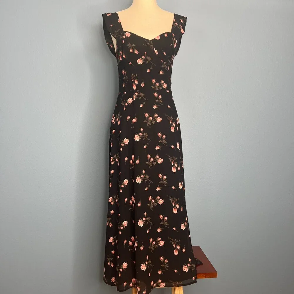 Reformation • Fulton Dress in Romy Black Rosebud Floral • Size 4 - Picture 4 of 12